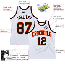 Загрузить изображение в средство просмотра галереи, Custom White Brown-Orange Authentic Throwback Basketball Jersey
