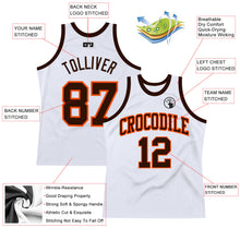 Load image into Gallery viewer, Custom White Brown-Orange Authentic Throwback Basketball Jersey
