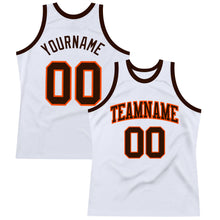 Laden Sie das Bild in den Galerie-Viewer, Custom White Brown-Orange Authentic Throwback Basketball Jersey
