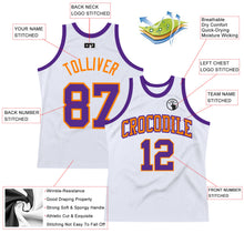 Laden Sie das Bild in den Galerie-Viewer, Custom White Purple-Bay Orange Authentic Throwback Basketball Jersey
