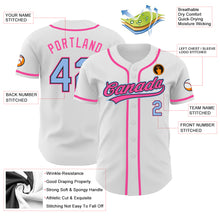 Laden Sie das Bild in den Galerie-Viewer, Custom White Light Blue Black-Pink Authentic Baseball Jersey
