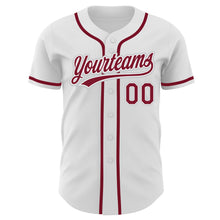 Load image into Gallery viewer, Custom White Crimson-Gray Authentic Baseball Jersey
