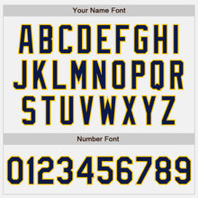 Load image into Gallery viewer, Custom White Navy-Gold Authentic Baseball Jersey
