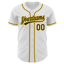 Load image into Gallery viewer, Custom White Black-Gold Authentic Baseball Jersey
