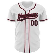 Load image into Gallery viewer, Custom White Black-Crimson Authentic Baseball Jersey
