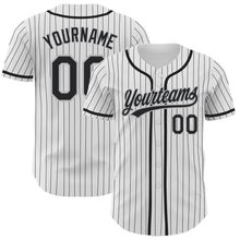 Charger l&#39;image dans la galerie, Custom White Black Pinstripe Black-Gray Authentic Baseball Jersey
