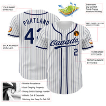 Load image into Gallery viewer, Custom White Navy Pinstripe Navy Authentic Baseball Jersey
