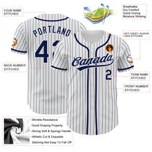Laden Sie das Bild in den Galerie-Viewer, Custom White Navy Pinstripe Navy Authentic Baseball Jersey
