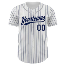 Charger l&#39;image dans la galerie, Custom White Navy Pinstripe Navy-Gray Authentic Baseball Jersey
