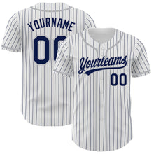 Charger l&#39;image dans la galerie, Custom White Navy Pinstripe Navy-Gray Authentic Baseball Jersey
