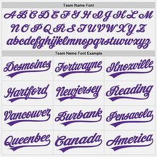 Load image into Gallery viewer, Custom White Purple Pinstripe Purple-Gray Authentic Baseball Jersey

