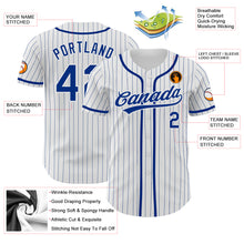 Laden Sie das Bild in den Galerie-Viewer, Custom White Royal Pinstripe Royal Authentic Baseball Jersey
