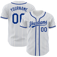 Load image into Gallery viewer, Custom White Royal Pinstripe Royal Authentic Baseball Jersey
