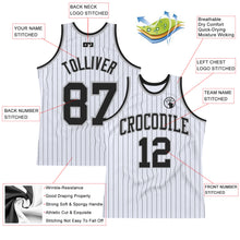Загрузить изображение в средство просмотра галереи, Custom White Black Pinstripe Black-Gray Authentic Basketball Jersey
