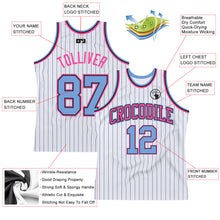 Charger l&#39;image dans la galerie, Custom White Black Pinstripe Light Blue-Pink Authentic Basketball Jersey
