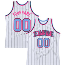 Charger l&#39;image dans la galerie, Custom White Black Pinstripe Light Blue-Pink Authentic Basketball Jersey

