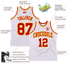 Load image into Gallery viewer, Custom White Red Pinstripe Red-Gold Authentic Basketball Jersey
