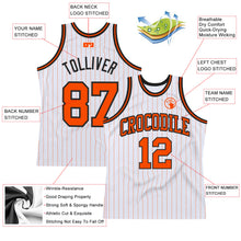 Load image into Gallery viewer, Custom White Orange Pinstripe Orange-Black Authentic Basketball Jersey
