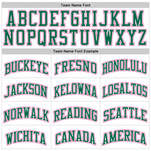 Load image into Gallery viewer, Custom White Kelly Green Pinstripe Kelly Green-Pink Authentic Basketball Jersey
