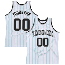 Laden Sie das Bild in den Galerie-Viewer, Custom White Teal Pinstripe Black-Gray Authentic Basketball Jersey
