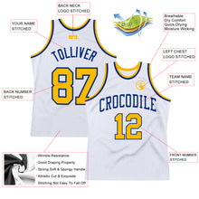 Laden Sie das Bild in den Galerie-Viewer, Custom White Gold-Royal Authentic Throwback Basketball Jersey
