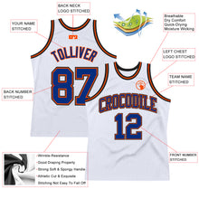 Load image into Gallery viewer, Custom White Royal Orange-Black Authentic Throwback Basketball Jersey
