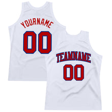Загрузить изображение в средство просмотра галереи, Custom White Red-Royal Authentic Throwback Basketball Jersey

