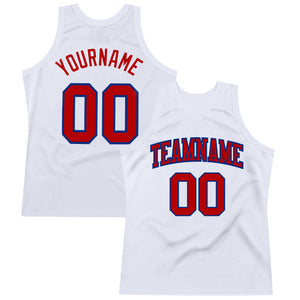 Custom White Red-Royal Authentic Throwback Basketball Jersey