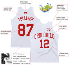 Load image into Gallery viewer, Custom White Scarlet Authentic Throwback Basketball Jersey
