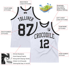 Laden Sie das Bild in den Galerie-Viewer, Custom White Black Authentic Throwback Basketball Jersey
