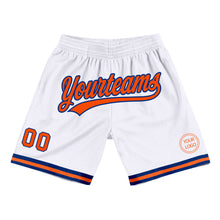 Laden Sie das Bild in den Galerie-Viewer, Custom White Orange-Royal Authentic Throwback Basketball Shorts
