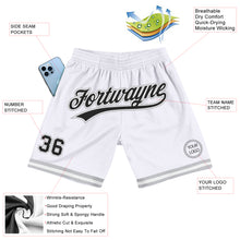 Load image into Gallery viewer, Custom White Black-Gray Authentic Throwback Basketball Shorts

