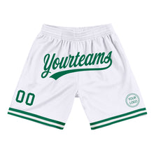 Load image into Gallery viewer, Custom White Kelly Green Authentic Throwback Basketball Shorts
