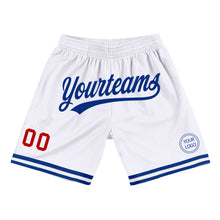 Laden Sie das Bild in den Galerie-Viewer, Custom White Red-Royal Authentic Throwback Basketball Shorts
