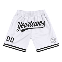 Load image into Gallery viewer, Custom White Black Authentic Throwback Basketball Shorts
