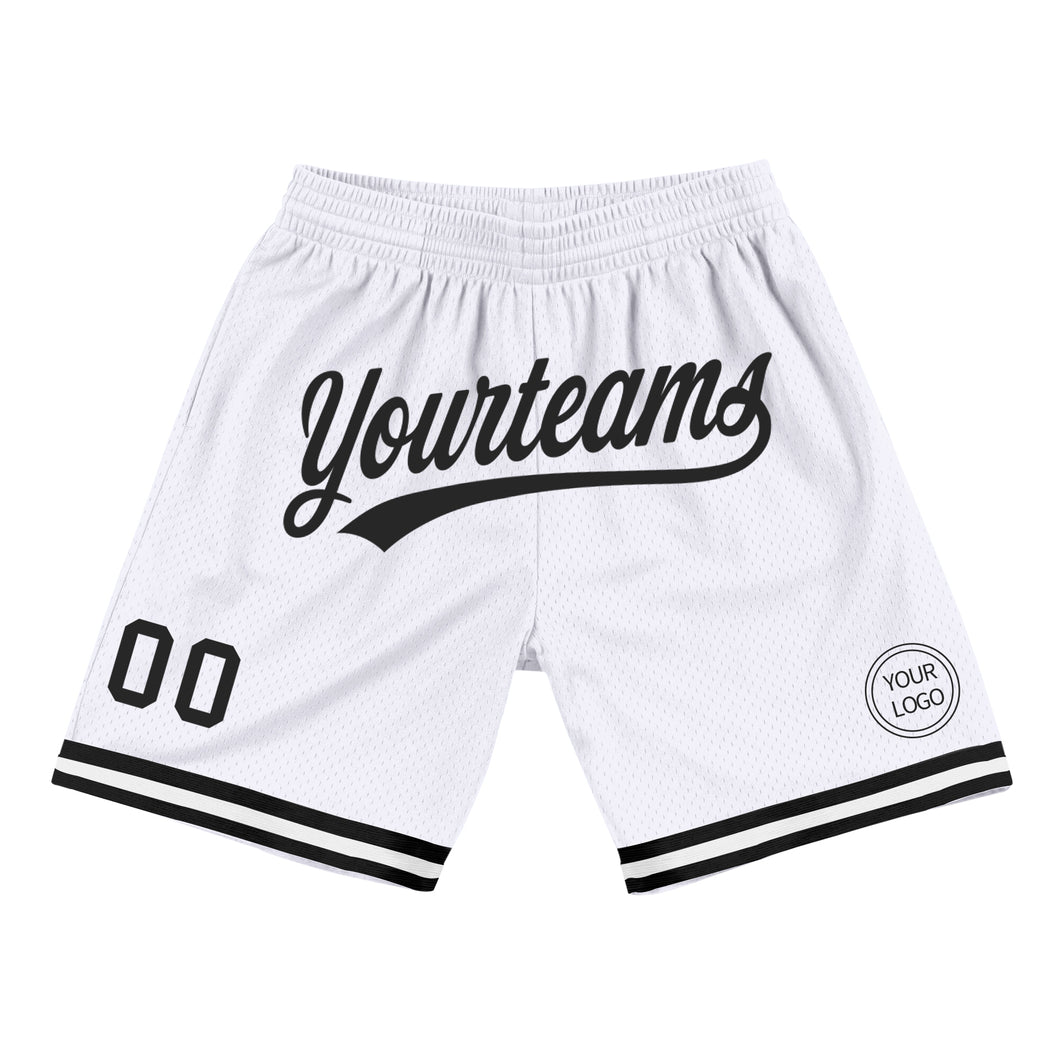 Custom White Black Authentic Throwback Basketball Shorts