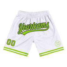 Load image into Gallery viewer, Custom White Neon Green-Black Authentic Throwback Basketball Shorts
