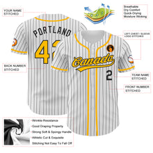 Загрузить изображение в средство просмотра галереи, Custom White Black Pinstripe Gold Authentic Baseball Jersey
