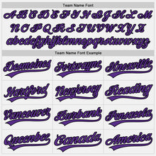 Laden Sie das Bild in den Galerie-Viewer, Custom White Black Pinstripe Purple Authentic Baseball Jersey
