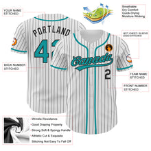 Charger l&#39;image dans la galerie, Custom White Black Pinstripe Teal Authentic Baseball Jersey
