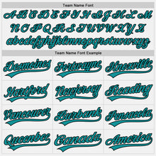 Charger l&#39;image dans la galerie, Custom White Black Pinstripe Teal Authentic Baseball Jersey
