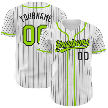 Custom Neon Green Black Pinstripe Purple Authentic Baseball Jersey Discount