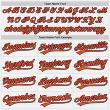Load image into Gallery viewer, Custom White Navy Pinstripe Orange Authentic Baseball Jersey
