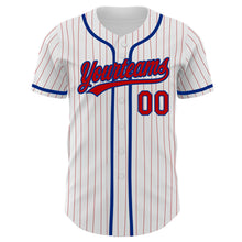 Загрузить изображение в средство просмотра галереи, Custom White Red Pinstripe Red-Royal Authentic Baseball Jersey
