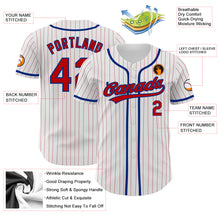 Загрузить изображение в средство просмотра галереи, Custom White Red Pinstripe Red-Royal Authentic Baseball Jersey
