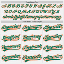 Load image into Gallery viewer, Custom White Kelly Green Pinstripe Kelly Green-Orange Authentic Baseball Jersey
