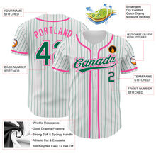 Загрузить изображение в средство просмотра галереи, Custom White Kelly Green Pinstripe Kelly Green-Pink Authentic Baseball Jersey
