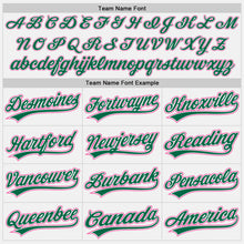 Загрузить изображение в средство просмотра галереи, Custom White Kelly Green Pinstripe Kelly Green-Pink Authentic Baseball Jersey
