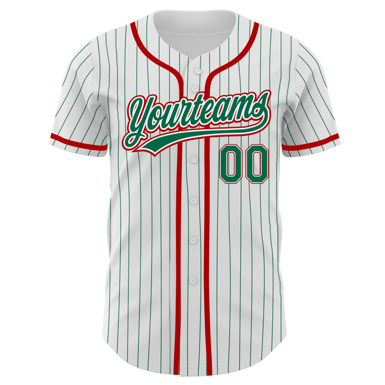 Cheap Custom White Kelly Green Pinstripe Kelly Green-Red Authentic