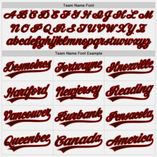 Load image into Gallery viewer, Custom White Brown Pinstripe Brown-Red Authentic Baseball Jersey

